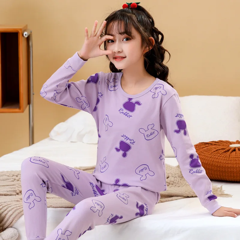 Girls Pajamas Sets 2 to 3 4 5 6 7 8 9 10 11 12 13 14 Years Cotton 100 Toddler Kids Pijamas Long Sleeve Cute Pyjama Pink Cat Pjs