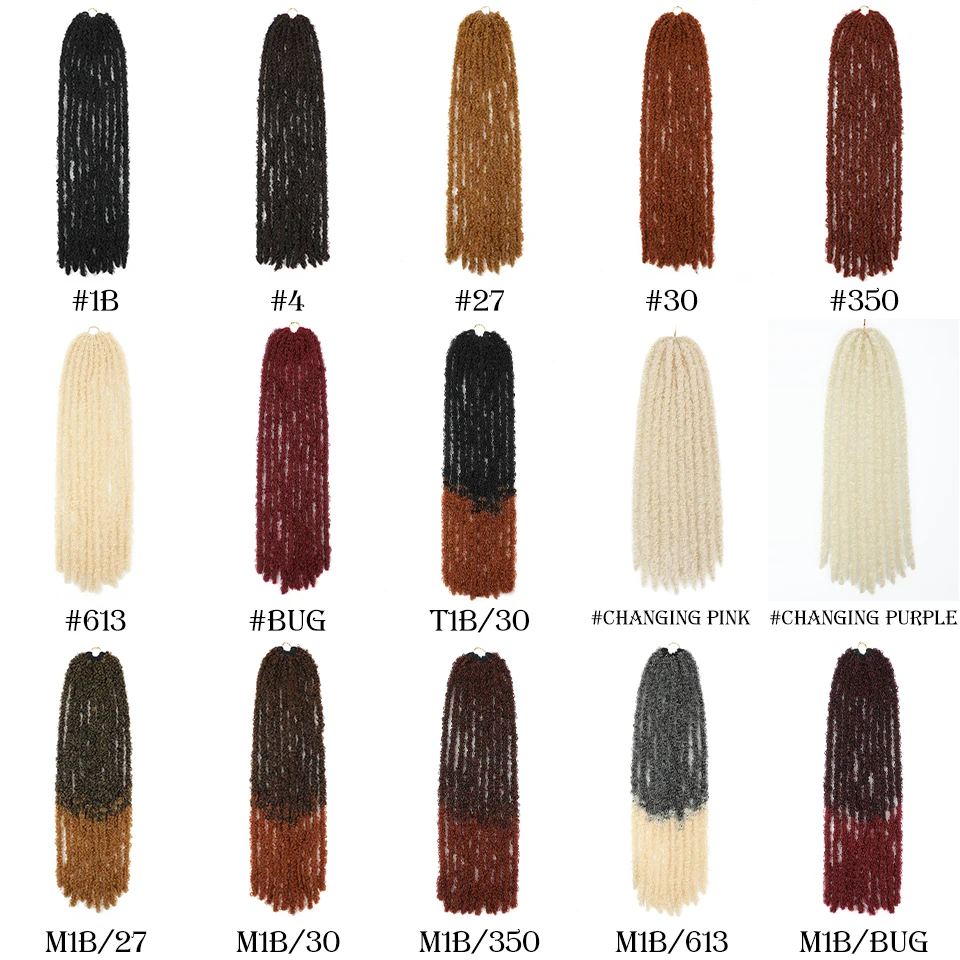 Distressed Locs Butterfly Locs Crochet Hair 24" Changing Blonde To Pink Purple Synthetic Pre Looped Extensions For Afro Women