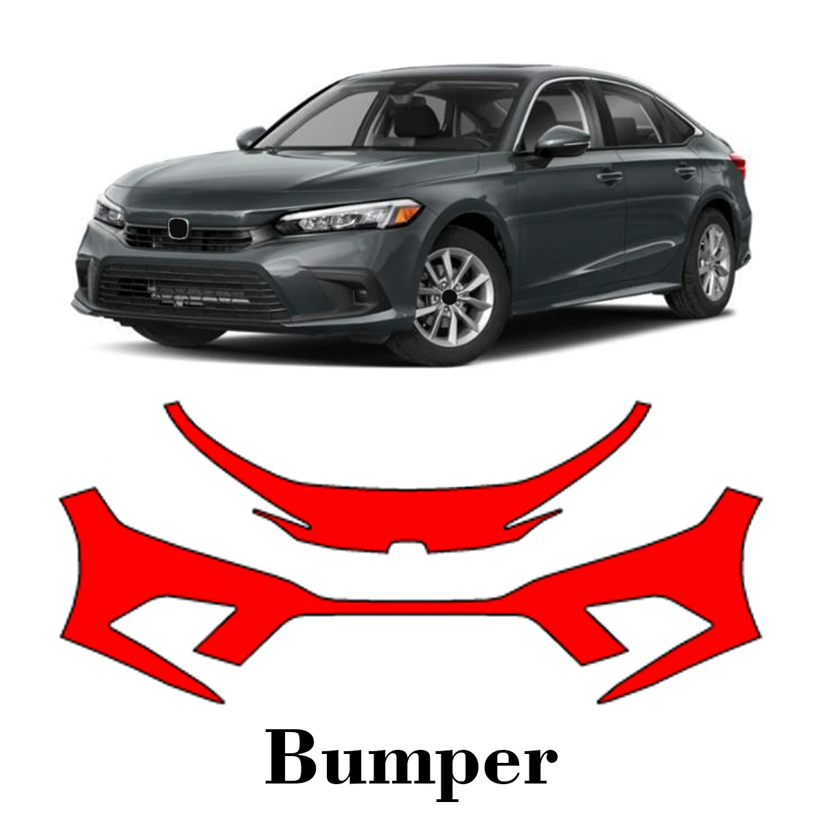 

Автомобильная предварительно вырезанная защитная пленка для краски, передний бампер, защита от царапин, внешний ТПУ PPF для Honda Civic 2022-2024