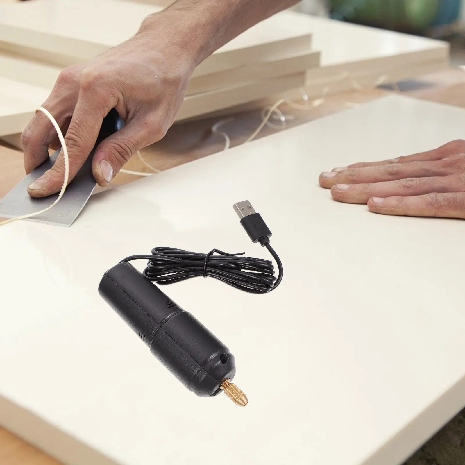 

Flash Drill Hole Puncher Mini Hand Electric Drill USB Rechargeable Lightweight Portable for Plastic Wood 8mm Pearl Punching