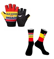 2024 AQUICK STEP Team BELGIUM One Pair Half Finger Cycling Gloves + ONE PAIR CYCLING SOCKS