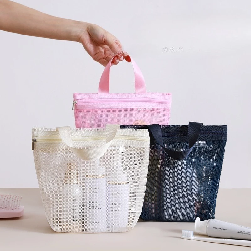 Mesh Makeup Toiletry Storage Bags Handbags beach Travel Washing Body Shower Tools Organizer Hanging Cosmetic Organizer Pouch