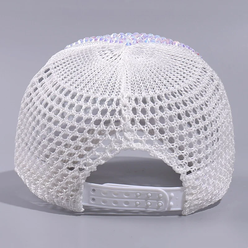 1pcs New mesh rhinestone baseball cap Outdoor sports breathable visor Travel sunscreen cap Stage performance, holiday party cap