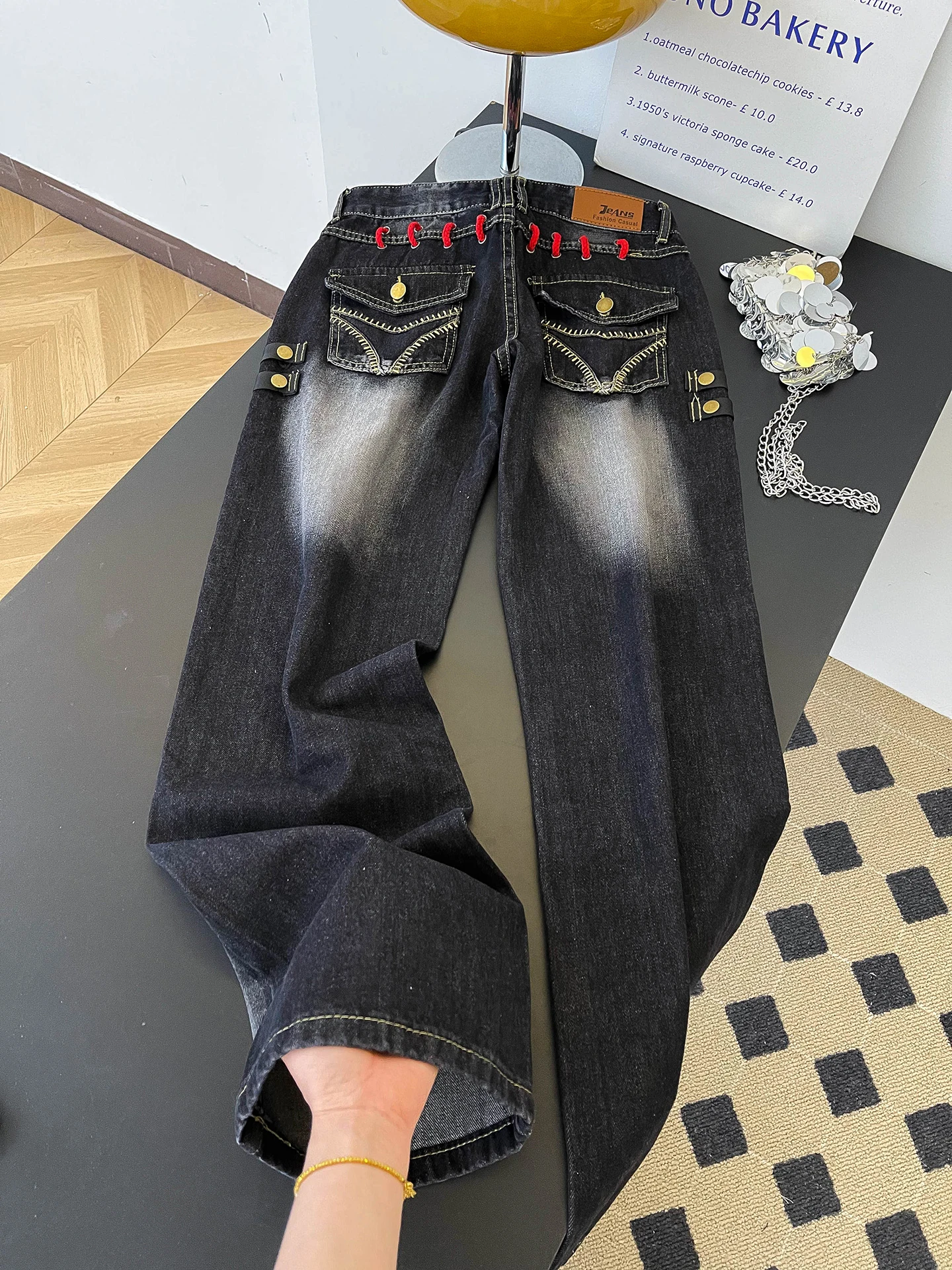 

Low Waist Distred Denim Jeans Women's Spring New Sle Slimming Straight Leg Floor-Length Pants Comfortable Breathable