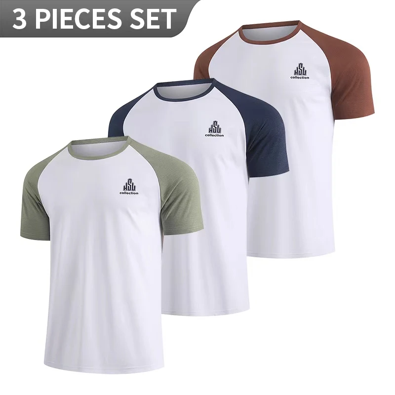 

1/3 Piece Men's Summer Home Outerwear Fashion Gradient Print Short Sleeved Sports Breathable Top Plus Size Comfortable T-Shirt