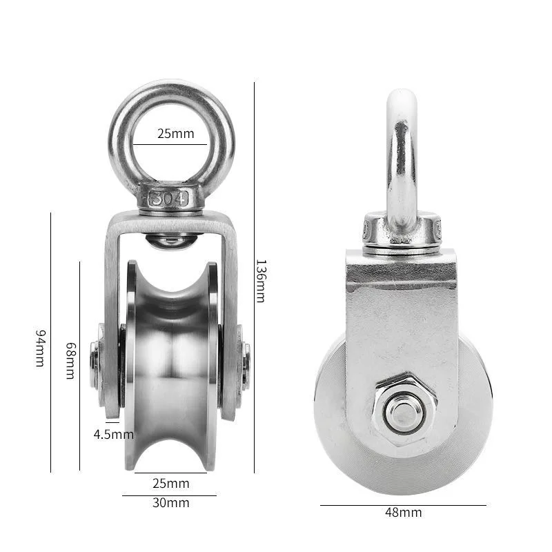 Stainless Steel 201/304 Lifting Ring Track Wheel, Double-bearing Lifting Wheel, Mechanical Equipment, Wire Rope Pulley  Industry
