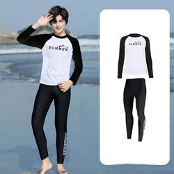 Children's Summer Swimsuit, Sun Protection, Long Sleeve Swimming Suits, Boys' Letter, Sports Diving Suit, Quick Drying Swimwear
