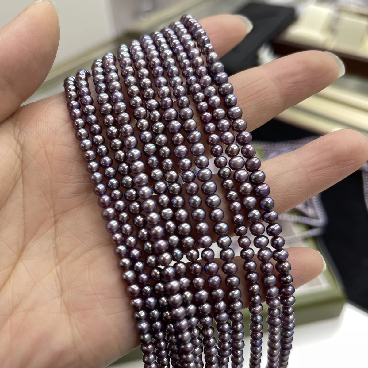 3-3.5mm AAA Natural Freshwater Pearl Purple Near Round Beads Strong Light for Jewelry Making DIY Necklace Bracelets Accessories