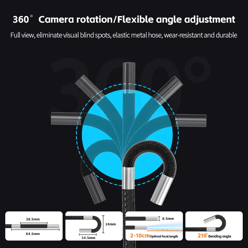 4.3 بوصة IPS شاشة 2MP 1080P 6 مللي متر 360 درجة مفصلية دوران التوجيه المنظار الصناعي التفتيش كاميرا مجهر