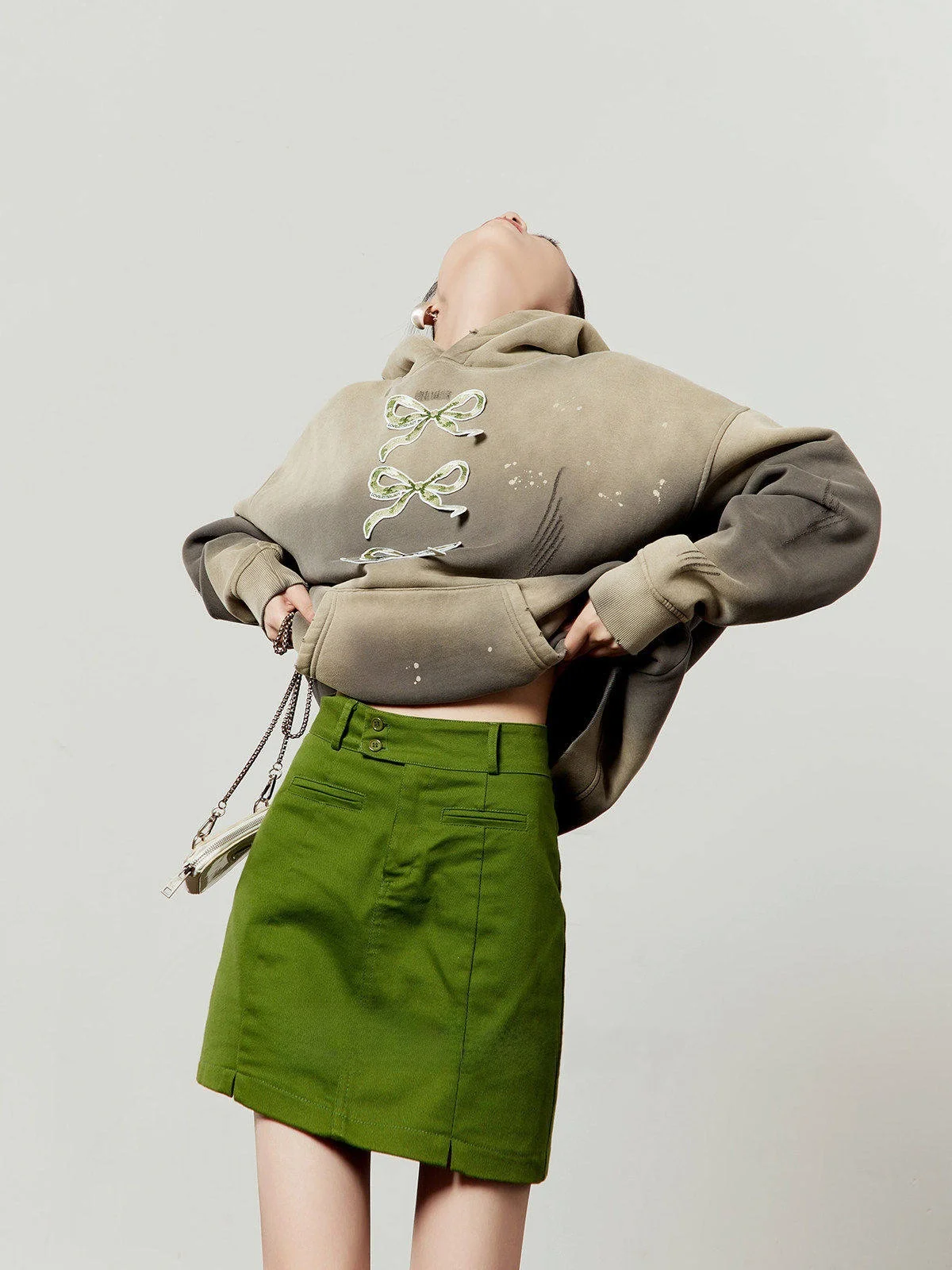 

ay adient Hoodie Women's Loose Fit Printed Knot Old Sle Autumn New Arrival Commute Sle Long Sve Hooded Top