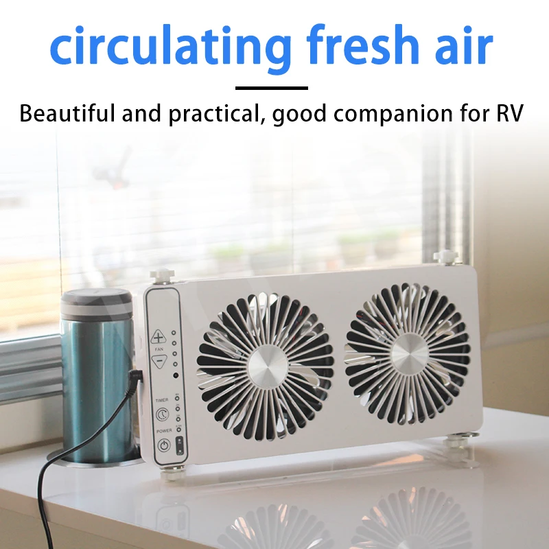 DREAMRV Silent Roof Fan 12V DC 140mm Heat dissipation Double Reversible Roof Window fan for RV Motorhome Caravan