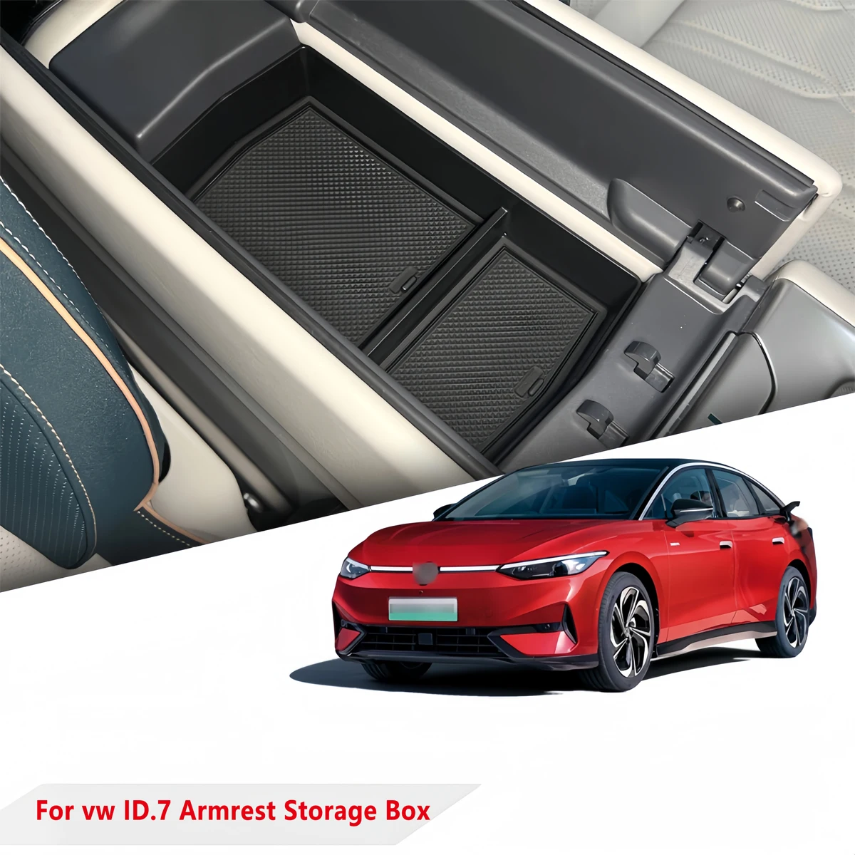 For Volkswagen VW ID.7 ID7 Car Center Console Armrest Storage Box Lower Layer Tray Organizer Stowing Tidying Box Car Accessories
