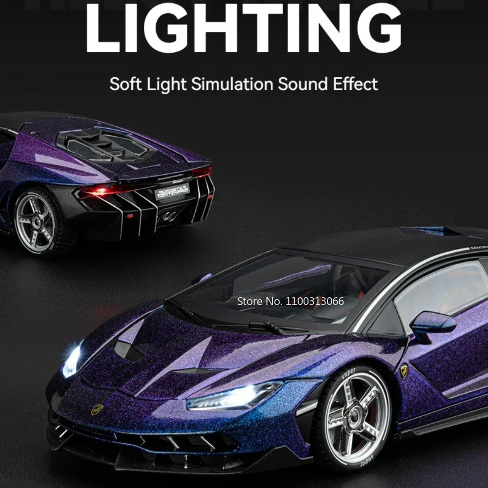 1:18 Lambor LP770 SVJ63 Alloy Models Diecast Toys Sports Cars Light Music Miniature Car Wheel Pull Back Vehicle Child Adult Gift