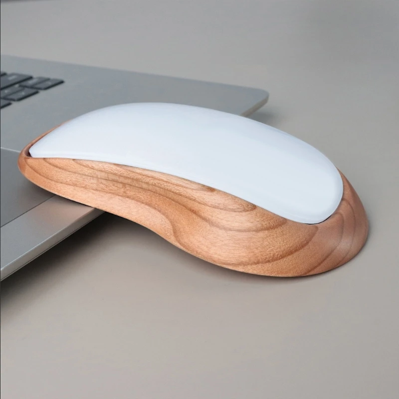 Modern Wooden Mouse Dock For Magic Mouse USB C Charging Port With Stable NonSlip Base & Organic Style