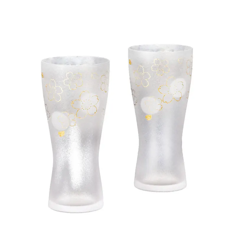 

Printed frosted glass set, Japanese couple cup gift box 310ml