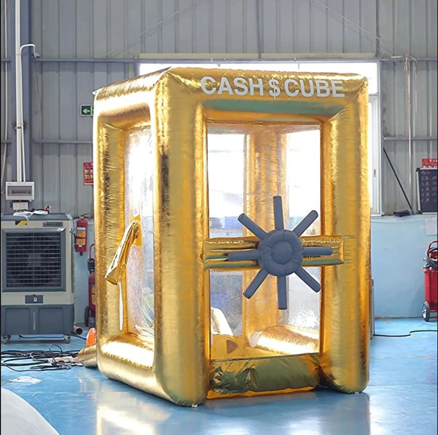 Sayok 5.9x8.2ft Gold Inflatable Cash Cube Booth Inflatable Money Grab Machine for Advertising Promotion Event Party(No Blower)