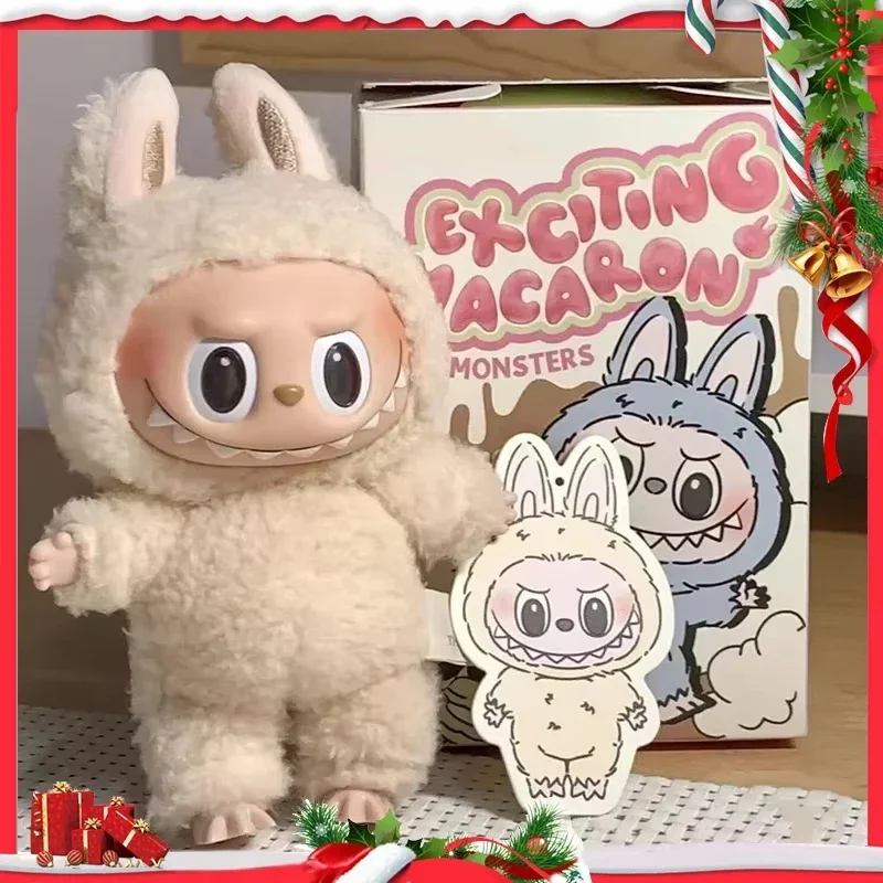 Labubu los monstruos latido del corazón Macaron esmalte cara caja ciega estatuilla de Pvc adorno de mesa muñeca Kawaii regalo de cumpleaños para niños