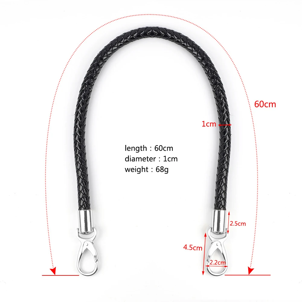 2pcs Customized PU Leather Braided Rope Handles for Handbag Shoulder Bag Strap Handmade Bag DIY Accessories Metal Hook Buckle