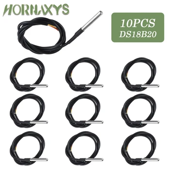 10ชิ้นสายวัดอุณหภูมิด้าย DS18B20กันน้ำชุดเซนเซอร์อุณหภูมิสแตนเลส1ม. 2ม. 3ม. 5ม. ลวด18B20สำหรับ Arduino