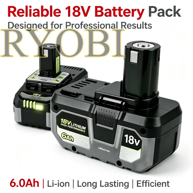 Ryobi Battery 18V Replacement Pack 5.0Ah For P108 RB18L50 LED Power Indicator High Output Li‑ion For Ryobi 18V ONE+ Power Tools