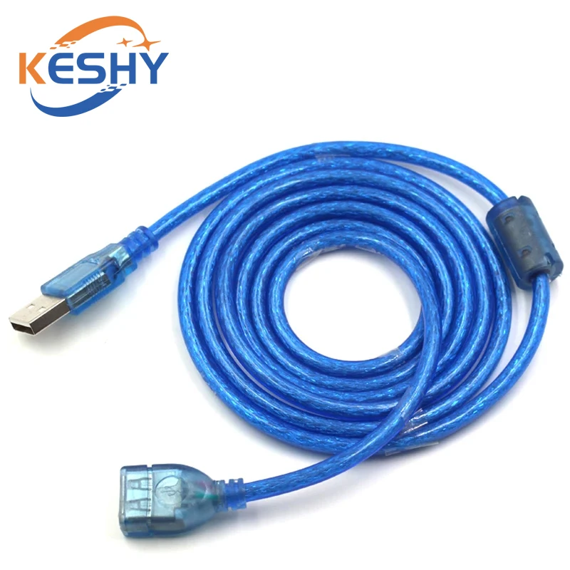 USB 2.0 Extension Cable Male to Female Duble Shielded(Foil+Braided) Transparent Blue 50CM 100CM 150CM 300CM 500CM