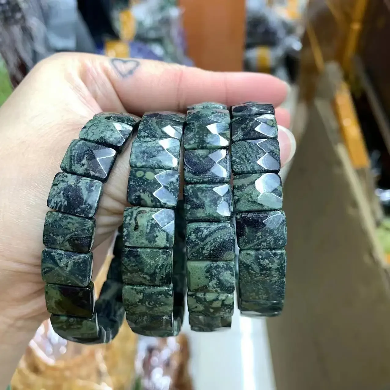 

Kambaba Jasper Stone Beads Bracelet Natural Gemstone Jewelry Bangle for Women for Men for Gift Wholesale !