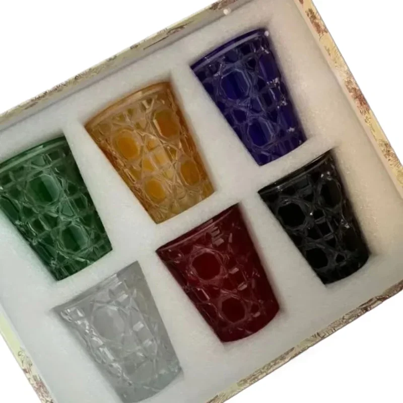 

300ml European Creative Color Vine Pattern Crystal Cup Gift Box Packaging Box Daily Gift Water Cup Wine Cup Home Furnishing