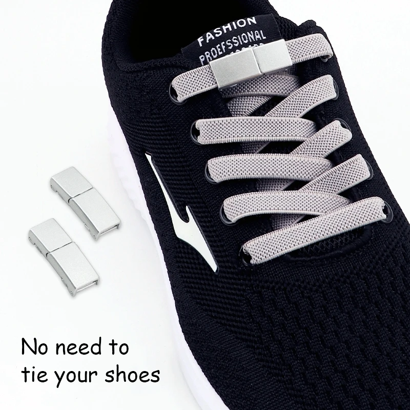 1 Pair No Tie Shoe laces metal buckle elastic lace children adult fast laces apply to sneakers casual shoes canvas shoe