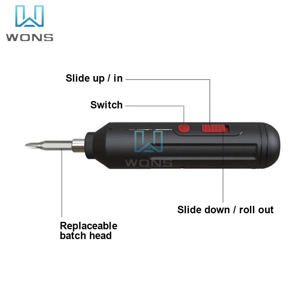 Imagem -04 - Chave de Fenda Elétrica sem Fio Mini Chave de Fenda Doméstica com Ponta Magnética Luz de Trabalho Usb Recarregável Faça Você Mesmo Household 3.6v