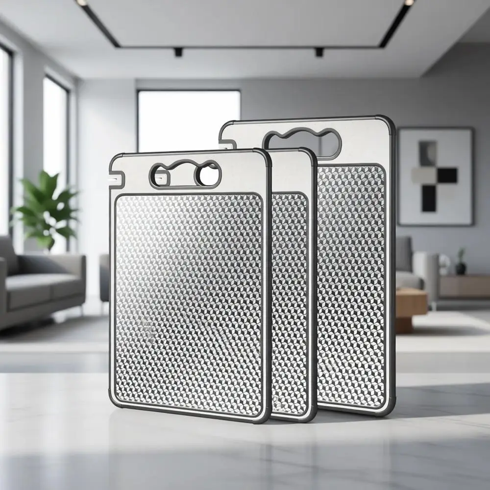 

Набор из 3 разделочных досок из нержавеющей стали и пшеничного волокна, нетоксичные, легкие, можно мыть в посудомоечной машине, устойчивые к царапинам