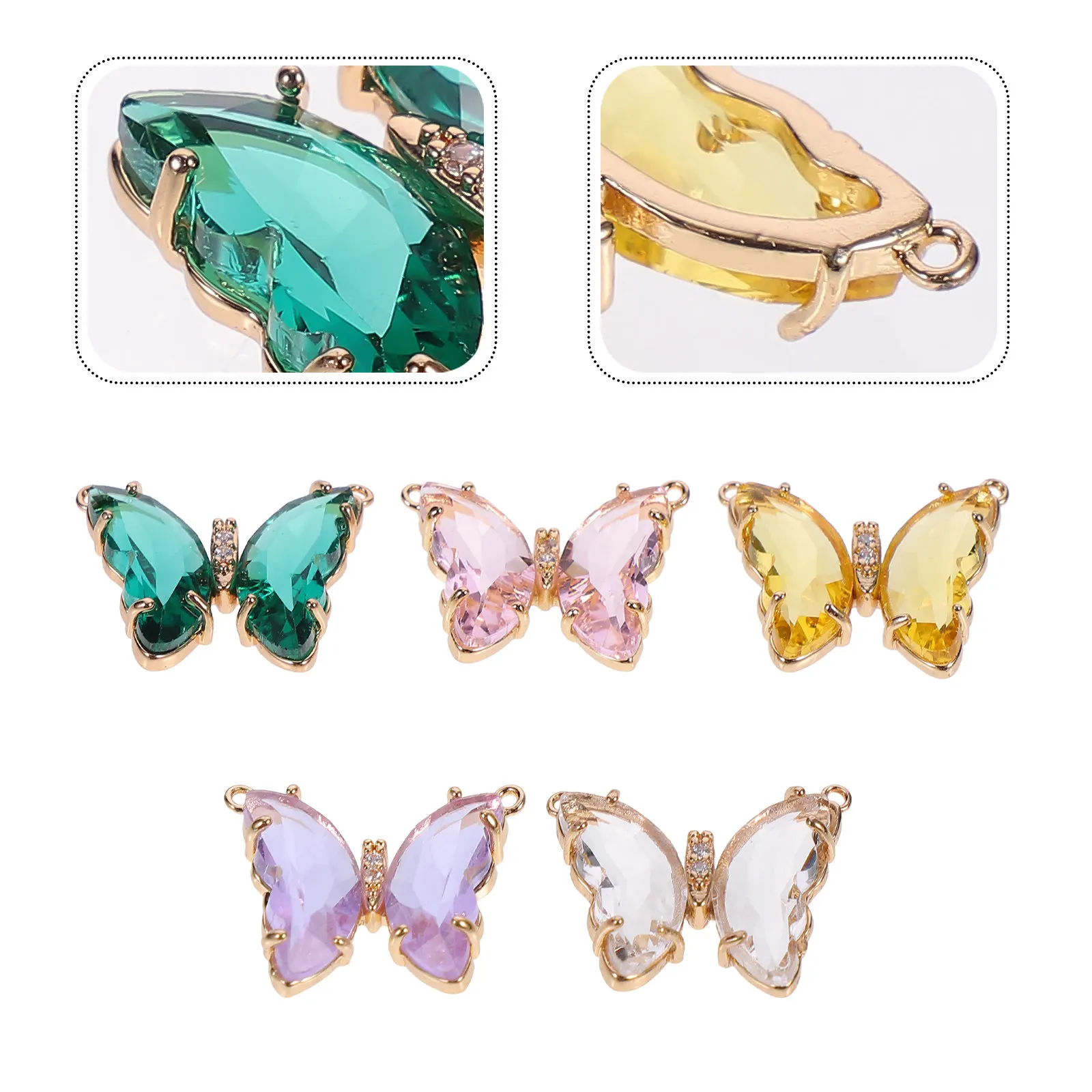 5Pcs Colorful Butterfly Metal Pendants Shiny Simple DIY Charms for Jewelry Making Bracelets Necklaces Bright Charms