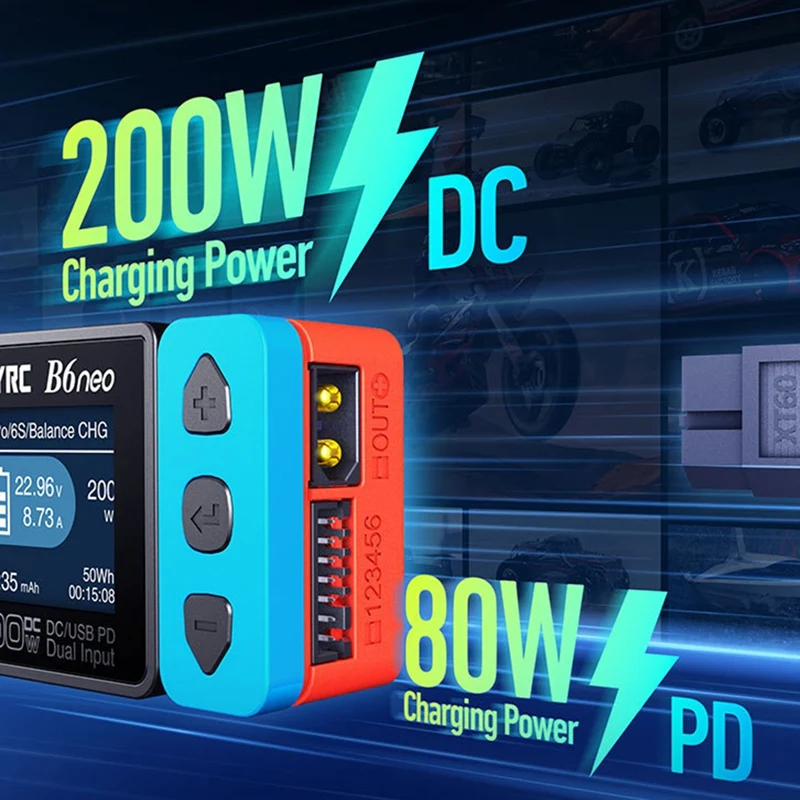 Skyrc B6 Neo Smart Charger DC 200W PD 80W Lipo Battery Balance Charger SK-100198 Compact 6S Charger Discharger