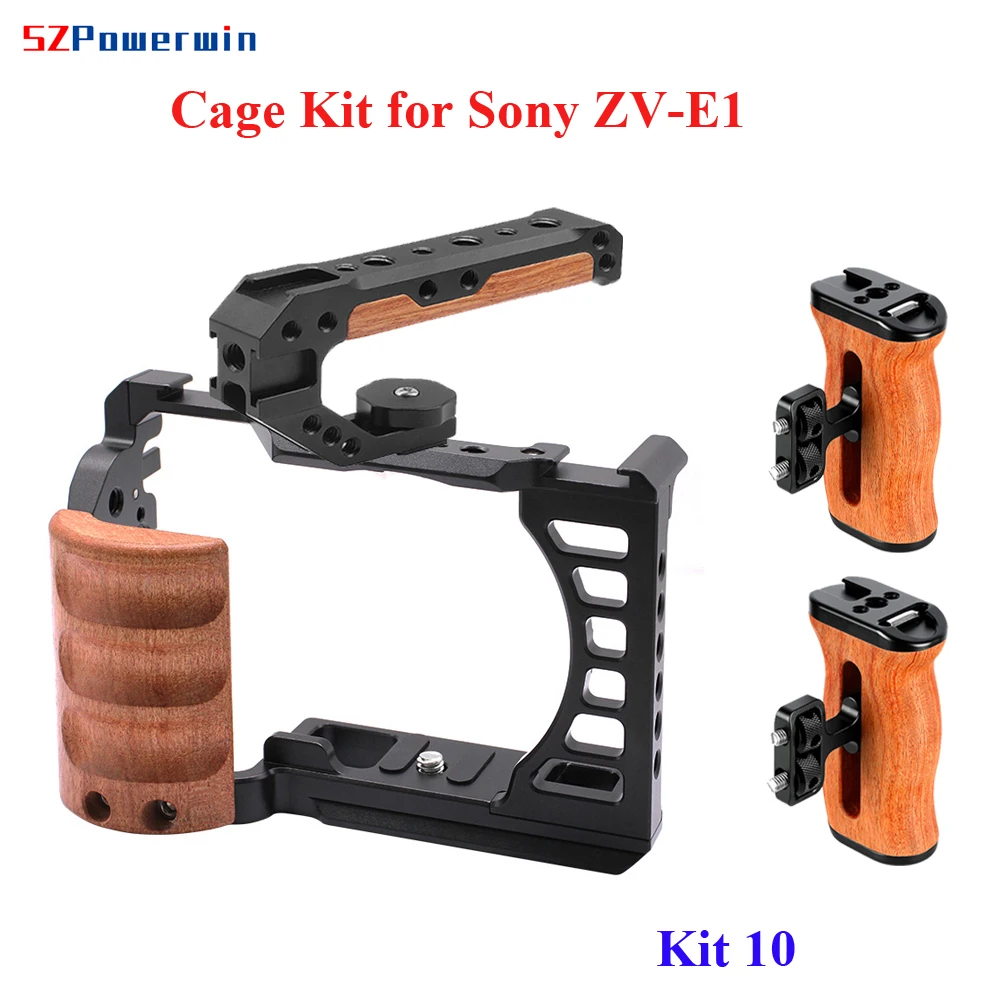 

Клетка для камеры Powerwin для Sony ZV-E1 с комплектом деревянных ручек, карданный подвес из алюминиевого сплава, защитная установка для установочного винта Arri