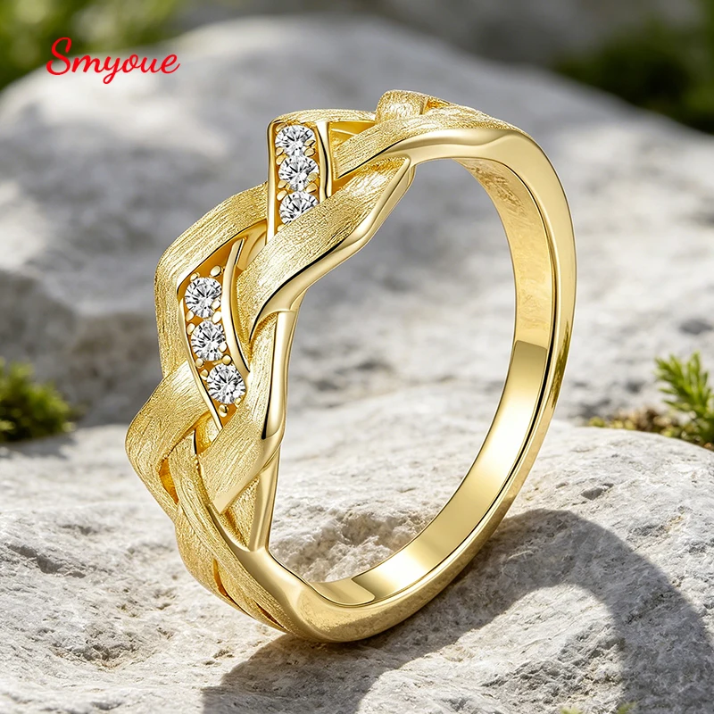 smyoue-3-ミリメートルモアッサナイトリング女性用織りと巻き付けパーティーバンドラボダイヤモンド-18k-メッキ-s925-スターリングシルバー送料無料