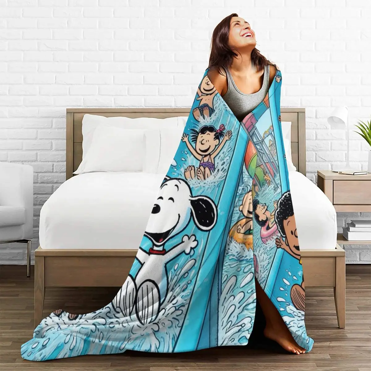 Super Warm Blanket Decorative Snoopy Amusement Park Throw Blanket Flannel Bedspread For Living Room Aesthetic Sofa Bed Cover