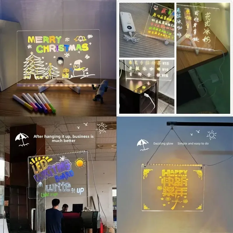 LED display rechargeable lighting DIY manufacturer manufacturing acrylic writing board night market advertising building