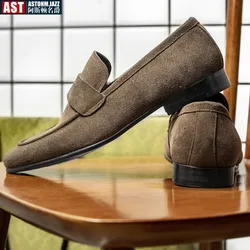 Scarpe da guida in pelle scamosciata sociale scarpe Casual da uomo in vera pelle mocassini da uomo morbidi di marca di lusso mocassini Slip on scarpe da passeggio per il tempo libero