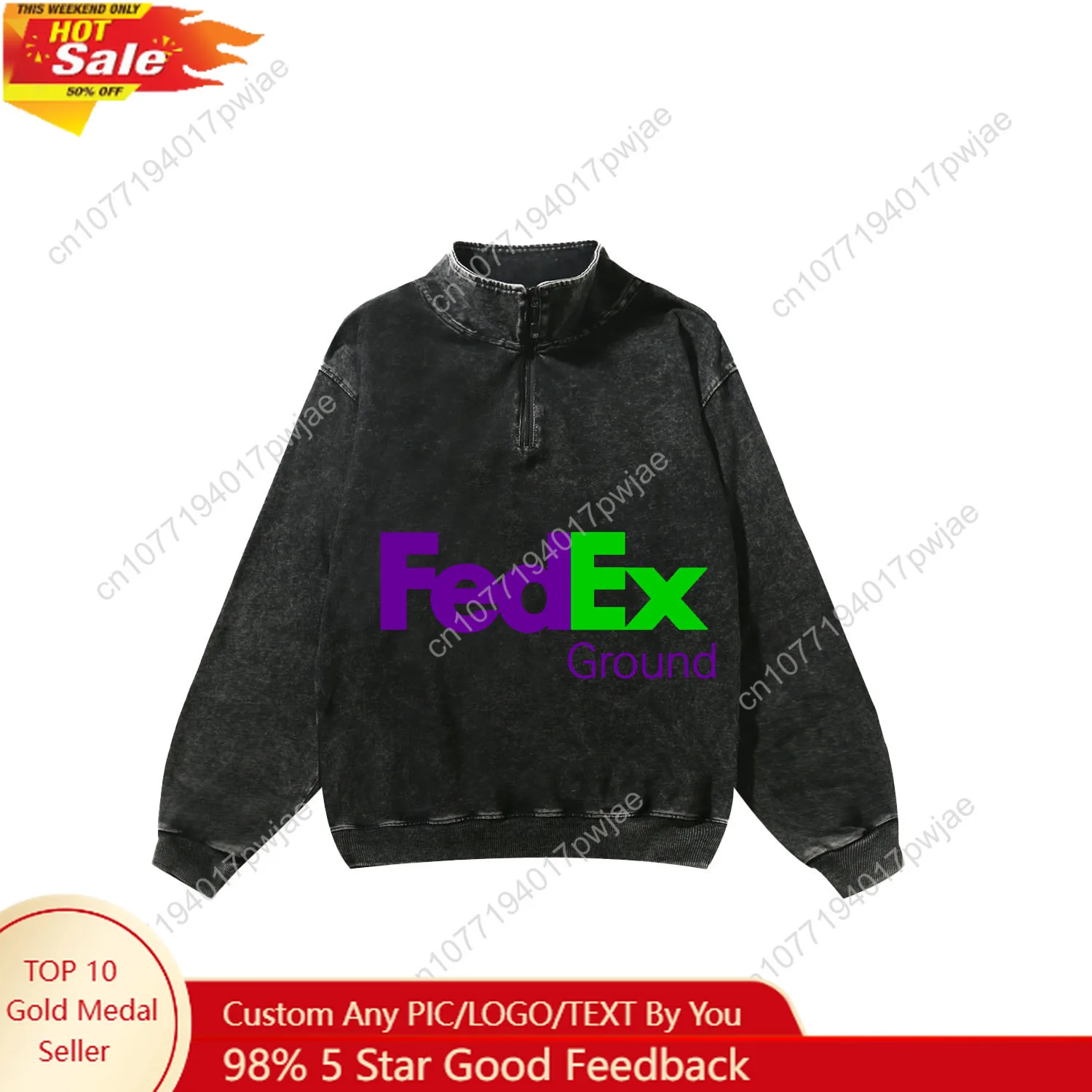 

FedEx Printed Pattern Custom Retro Sweatshirt Mans Womans Half Zipper Vintage Sweat Shirt Photo Custom Made Tops