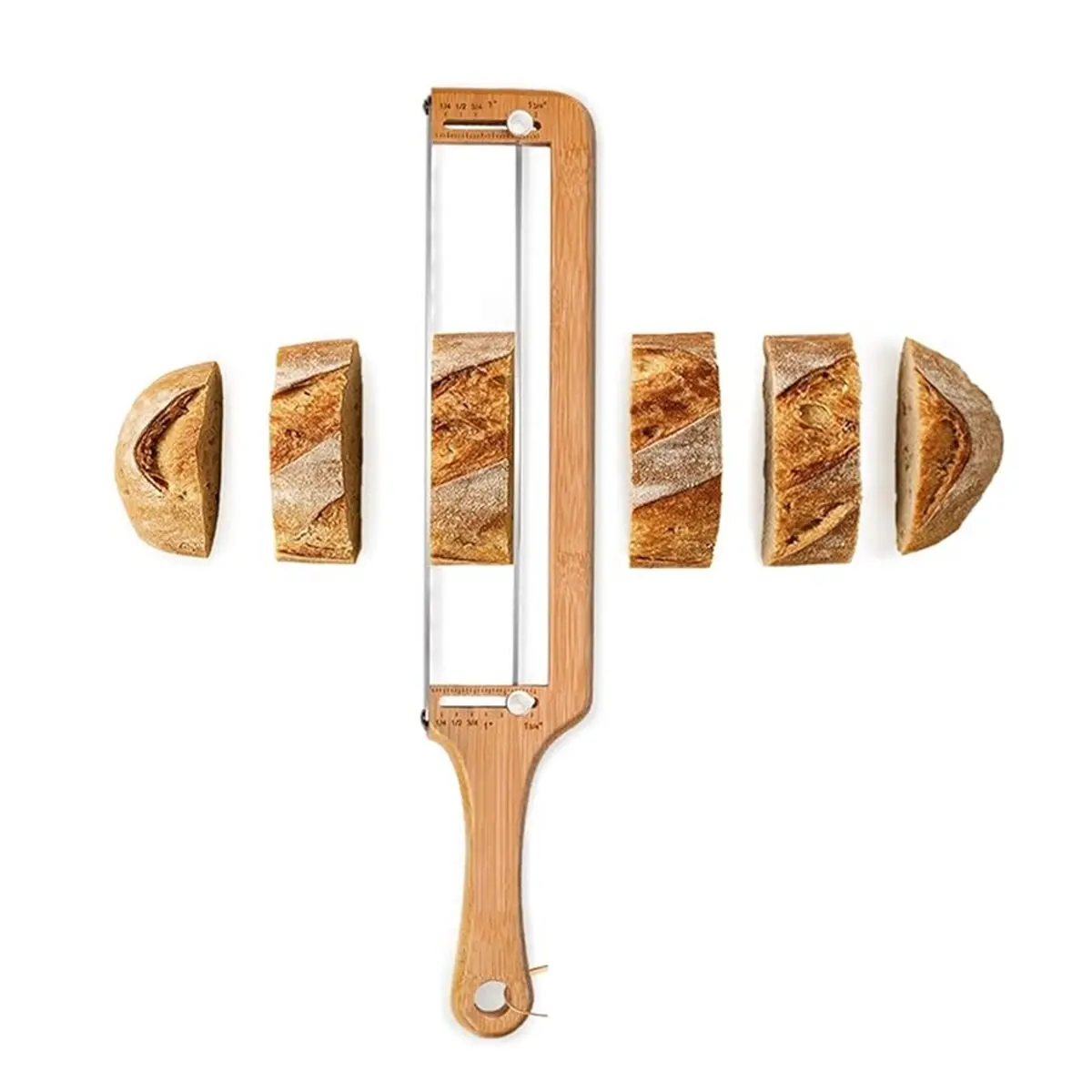 PROFESSIONAL USE Adjustable Bread Cutter Upgraded Bread Slicer, Serrated Stainless Blade with Accurate Thickness Guide