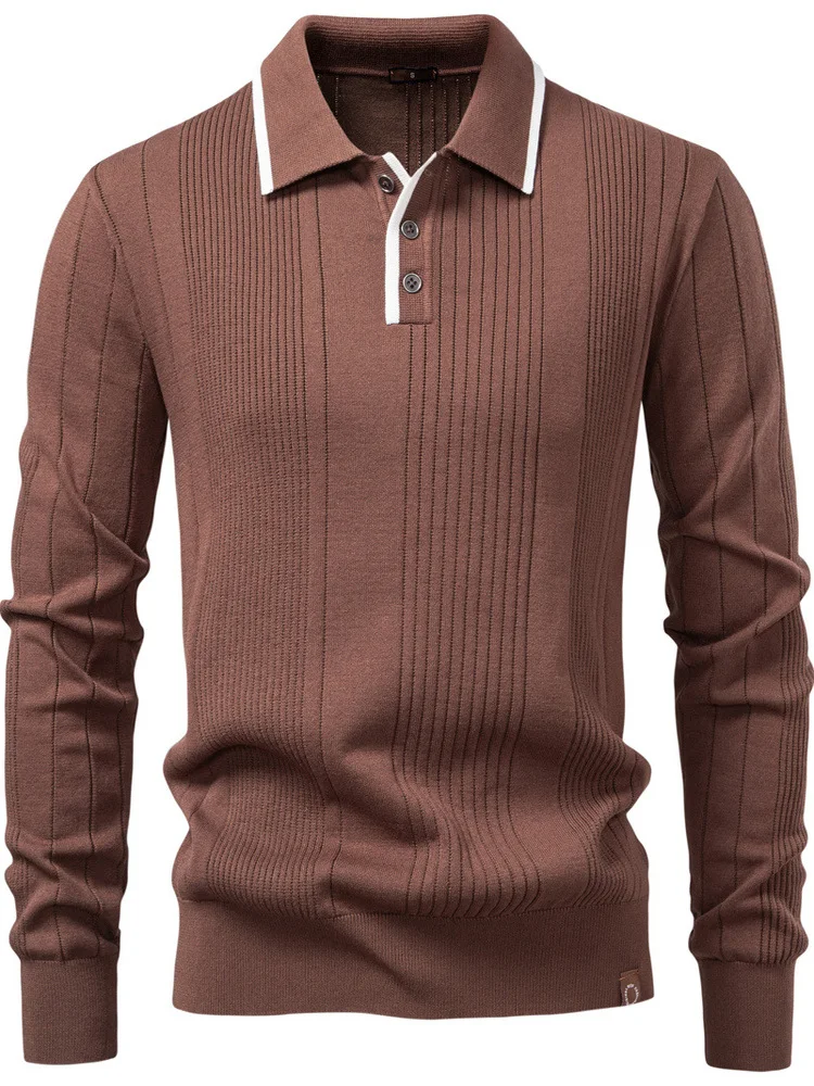 

Versatile Casual Knitted Sweater Boys Long Sve High Elastici Faionable Bright Tead Men's Knitwear