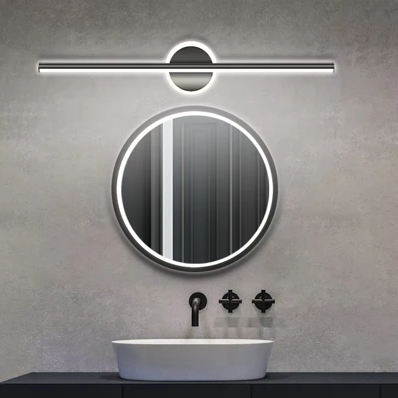 

Modern LED Wall Lamps Mirror Light 40/60CM Black Long Strip Light Bathroom Dressers Toilet Lamp Home Decor LED Lighting Lustre
