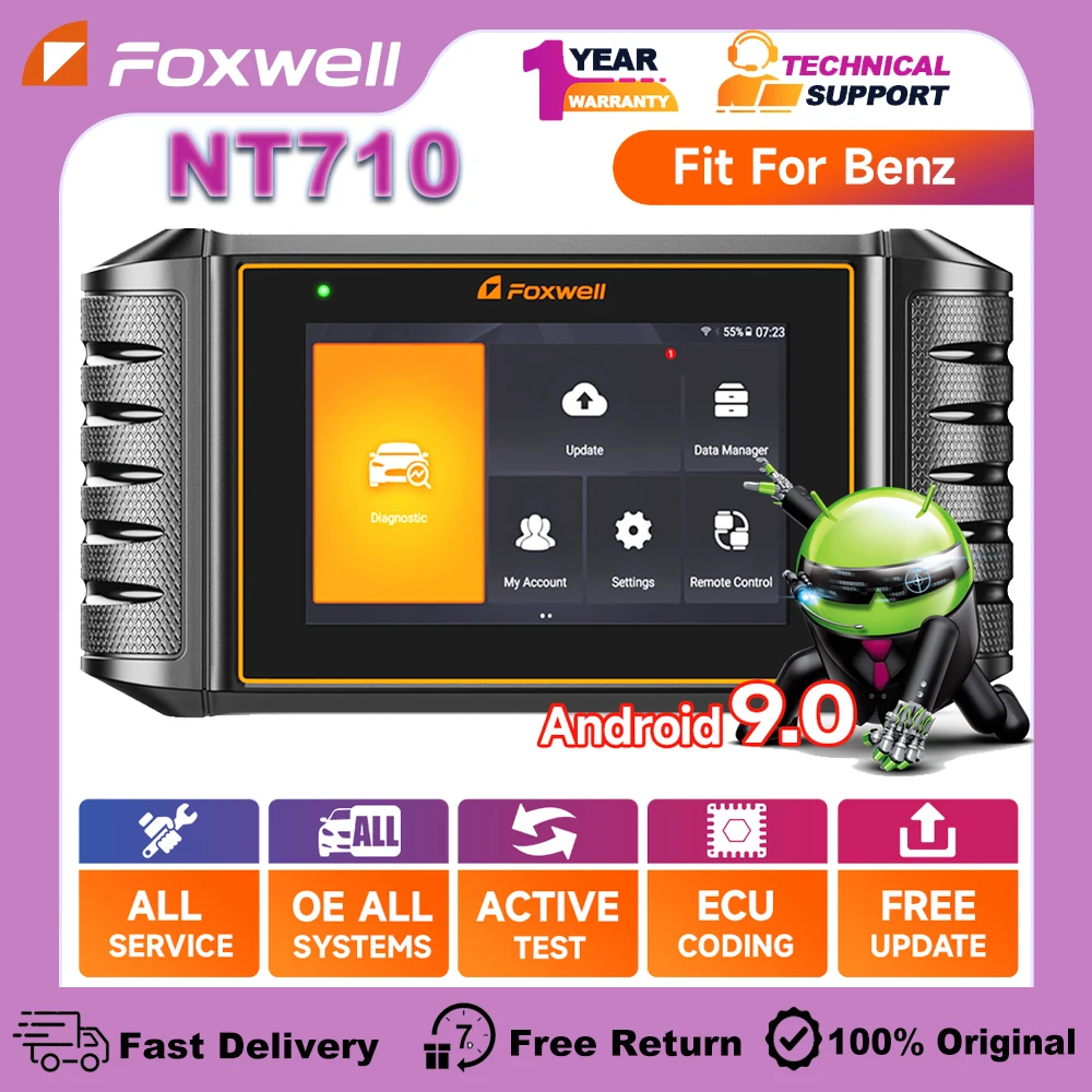 Foxwell NT710 OBD2 Automotive Scanner Active Test Code Reader ABS EPB A/F 30+ Reset Full Systems OBD 2 Car Diagnostic Tool