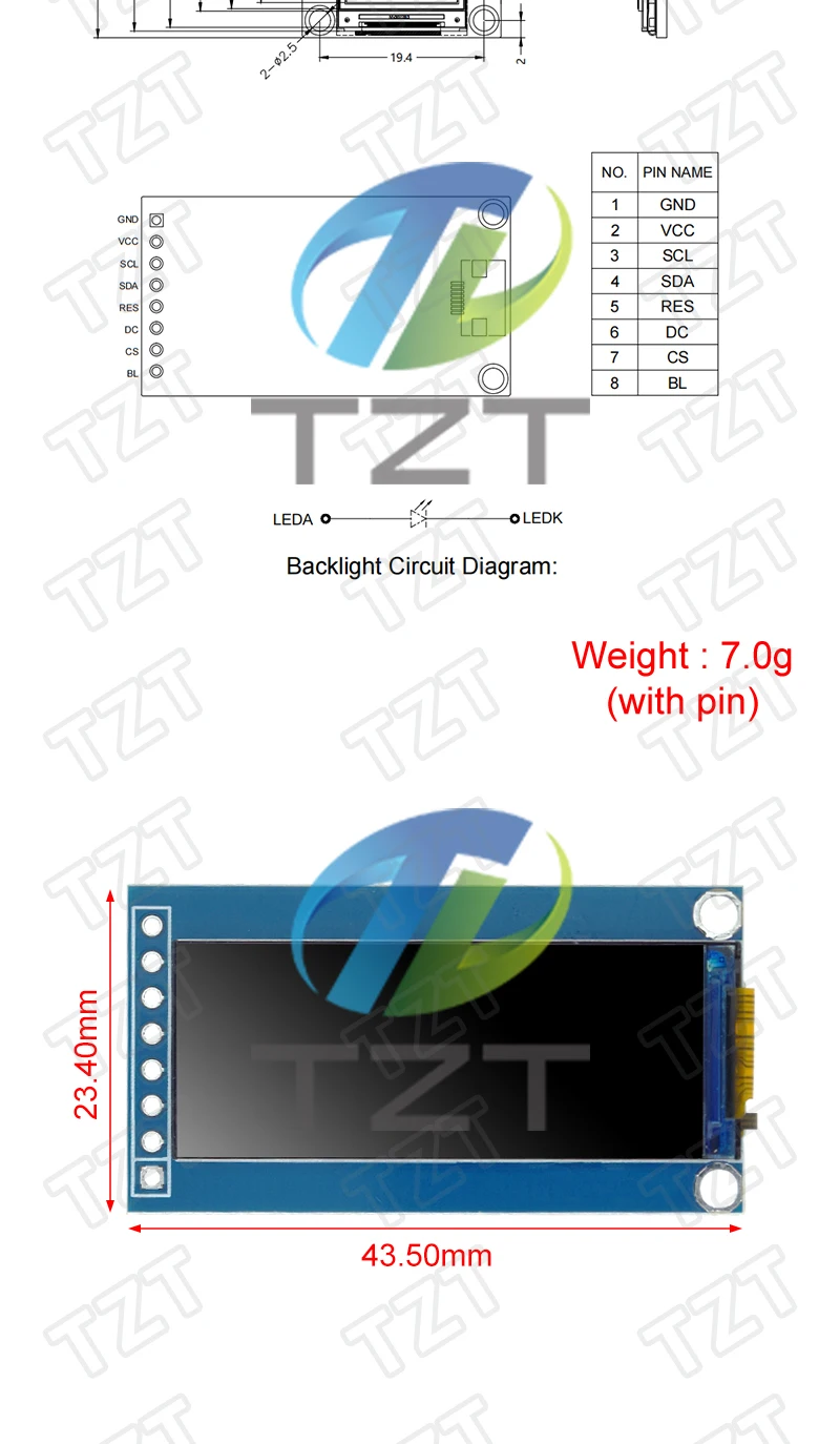 1/3 Stück 1,45 Zoll TFT LCD Bildschirm Display Modul GC9107 Kleiner Bildschirm 60*160 Modul LCD Vollbild SPI Farbbildschirm für Arduino – Detail 2