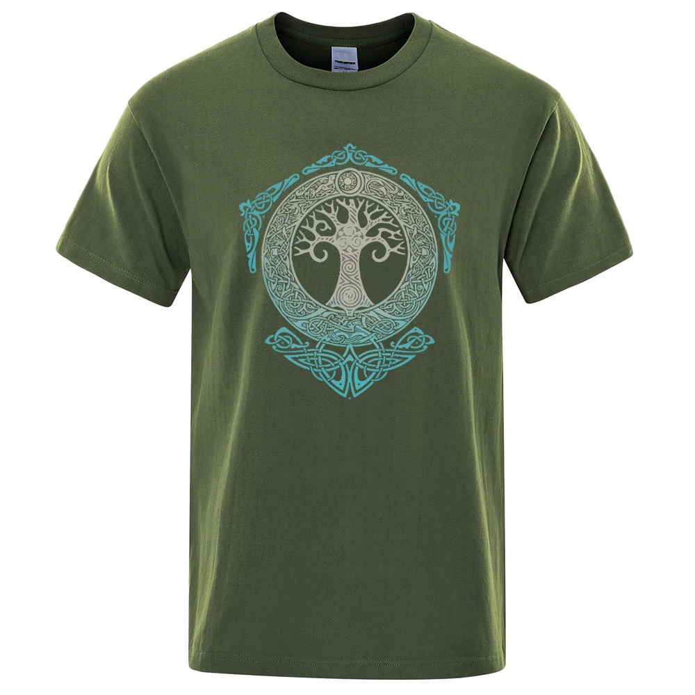 Yggdrasil T Shirt World Tree Men Tops Fashion Pattern Tee 2021 Summer Brand T-Shirt Odin Aesir Nordic Mythology Men's Tshirt