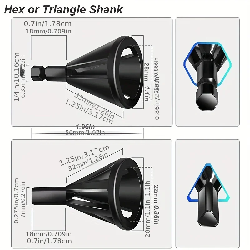 1pc Deburring External Chamfer Tool Metal Hex Triangle Trimming Drill Bit for Stainless Steel Copper Screw Fast Remove Burr