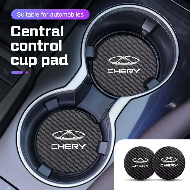 Car Cup Mat Cup Holder Liner Drink Coaster Carbon Fiber Leather For Chery Tiggo 5x 7 8 8 Pro 3x Arrizo 5 Arrizo 8 Tiggo 7 Pro