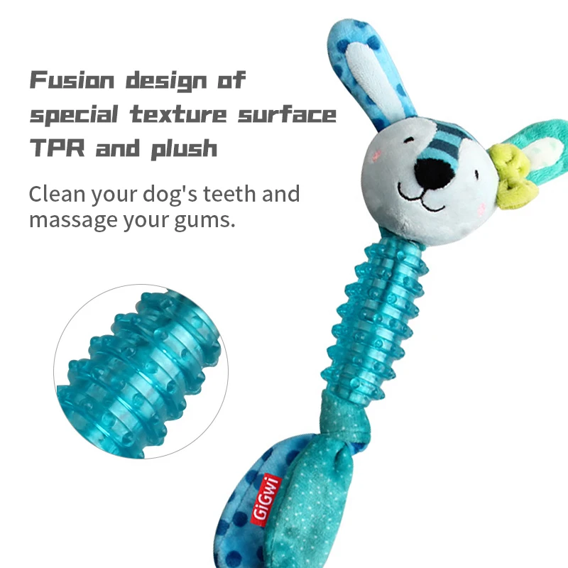 GiGwi Dogs Toys Suppa Puppa Q Series Plush Dog Teething Bite Resistance Molar Plush Rubber Sound Interactive Toy for Pets Puppy