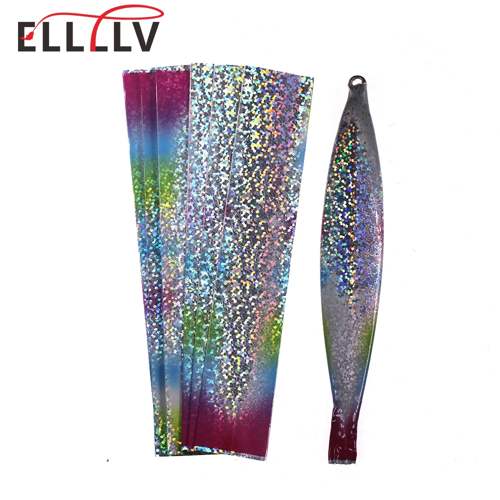 Elllv 3*15cm Holographic Heat Shrink Film Sleeve Fishing Lure Heat Shrink Skin Material for Hard Popper Minnow Metal Jig