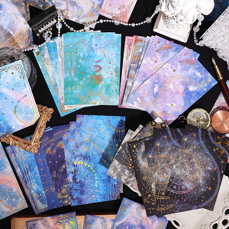 15 pcs Vintage Starry array Bronzing Material paper Planner handmade DIY Diary Scrapbooking Creativity Background paper