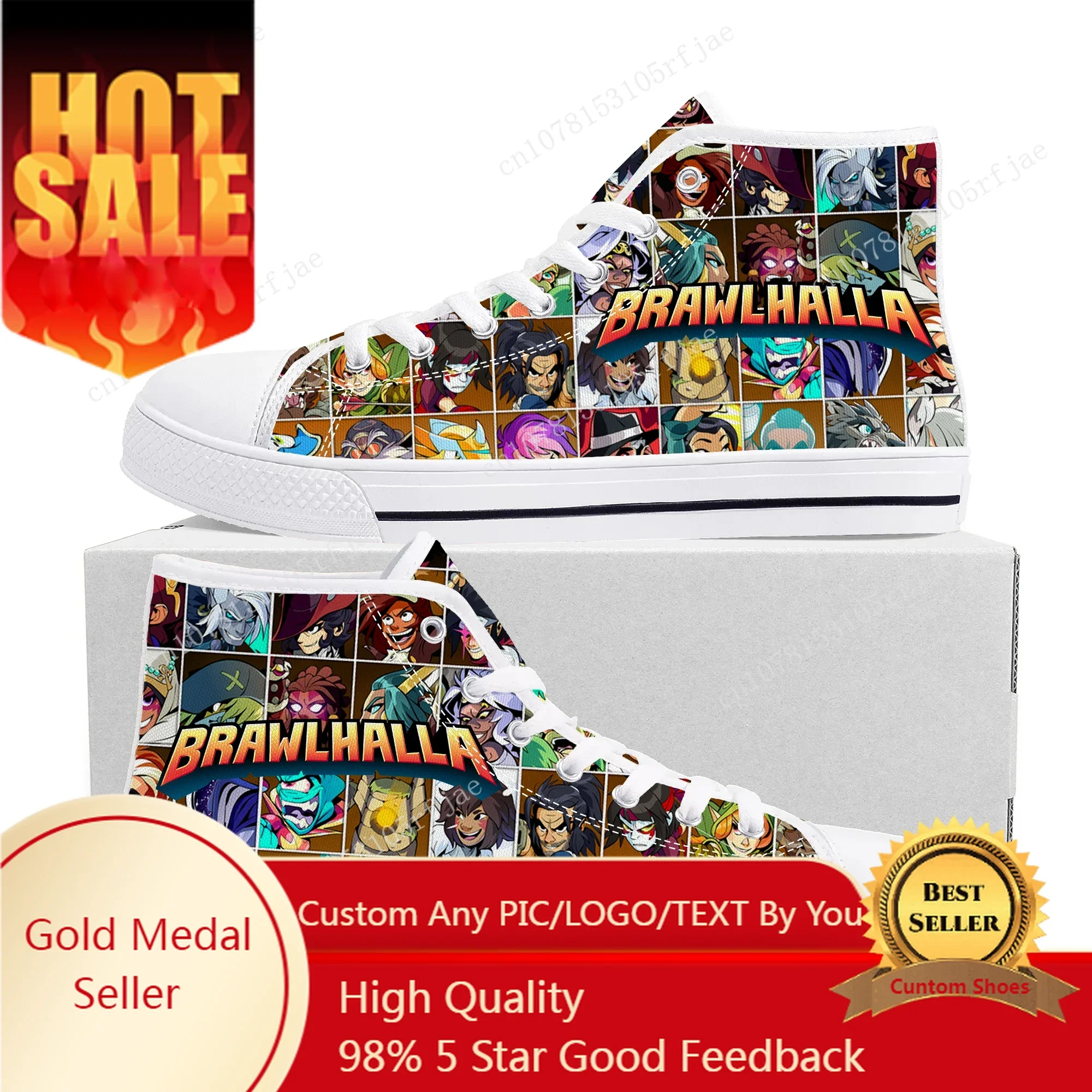 

Brawlhalla High Top Sneakers Hot Cartoon Game Mens Womens Teenager High Quality Fashion Canvas Shoes Casual Tailor Made Sneaker